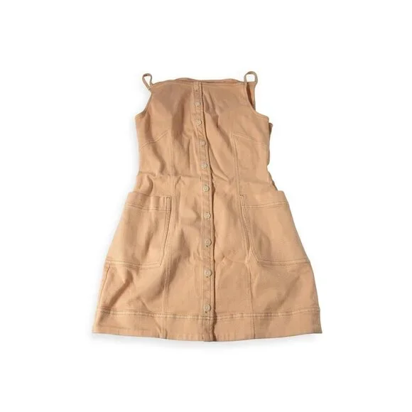 Anthropologie Peach Sleeveless Button-Down Mini Dress Boho By Maeve - Picture 4 of 9